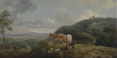 Ochtend: Landschap met Merries en Schapen, ca. 1770-80 door George the Elder Barret